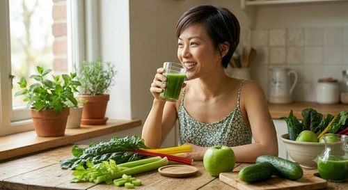 Tự làm nước ép rau xanh tại nhà, chủ yếu là rau củ và không thêm đường là cách tốt nhất để tránh lượng đường trong máu tăng đột biến.
