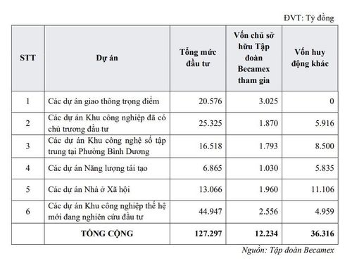 Kế hoạch đầu tư các dự án động lực chiến lược của Tập đoàn Becamex giai đoạn 2026-2030.