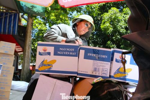 Tại chợ đầu mối Vinh, những cửu vạn cũng đang phải làm việc trong điều kiện thời tiết khắc nghiệt. Mồ hôi nhễ nhại sau mỗi chuyến bốc xếp hàng hóa nặng hàng chục kg, nhiều lao động phải liên tục tìm bóng râm nghỉ ngơi, bổ sung nước để tránh kiệt sức. 