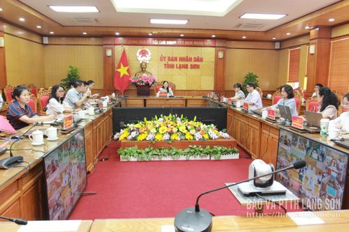 Các đại biểu tỉnh Lạng Sơn theo dõi báo cáo về công tác bảo vệ, chăm sóc trẻ em toàn quốc