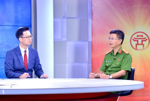 Thượng tá Nguyễn Thế Nhật, Phó Trưởng phòng Cảnh sát điều tra tội phạm về ma túy, Công an thành phố Hà Nội tại Chương trình. Ảnh: Viết Thành
