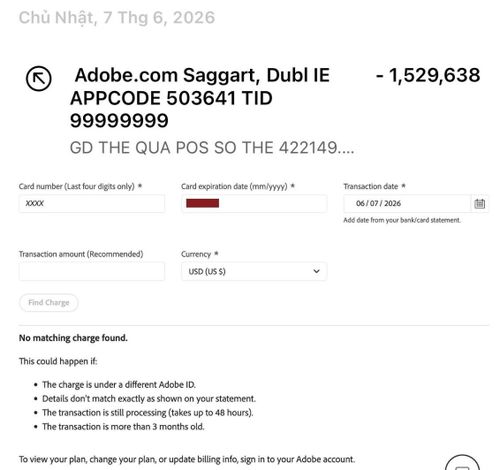  Chiếc hóa đơn lạ không được tìm thấy trên hệ thống Adobe. Ảnh: NVCC. 