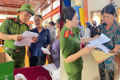 Lực lượng Công an hỗ trợ tận tình cho các thân nhân liệt sĩ.