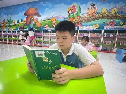 Em Lê Phú Đức, học sinh Trường THCS Đông Thọ thường đến tìm, đọc sách tại Thư viện tỉnh.