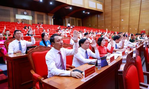 Đại biểu HĐND tỉnh biểu quyết thông qua nghị quyết.