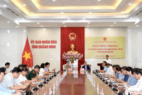 UBND tỉnh Quảng Ninh phát động thi đua thực hiện thắng lợi mục tiêu tăng trưởng bền vững 2 con số. Ảnh: Đỗ Phương