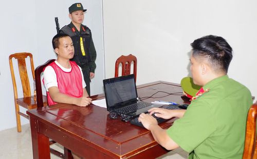 Đối tượng Nguyễn Văn Cương tại Cơ quan Cảnh sát điều tra Công an tỉnh Ninh Bình.