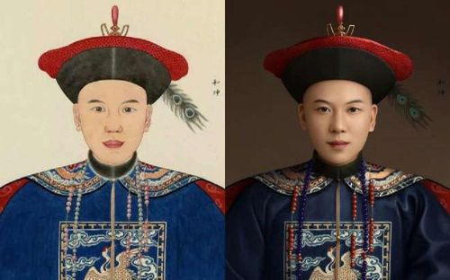 Tranh phục dựng vẻ ngoài của Hòa Thân.