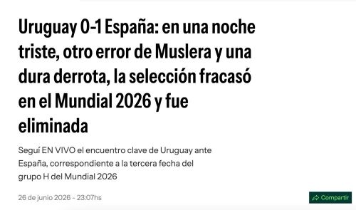  Trang El Observador của Uruguay xoáy vào nỗi đau của đội nhà. 