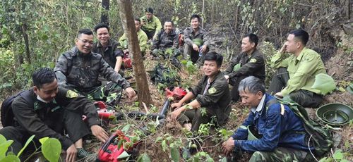 Lực lượng tham gia chữa cháy rừng.
