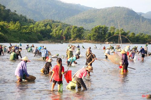 Năm nay, mực nước khá thấp thuận lợi cho việc đánh bắt của người dân và du khách.