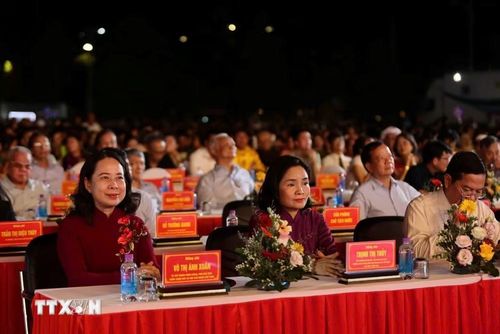 Phó Chủ tịch nước Võ Thị Ánh Xuân dự lễ khai mạc Ngày hội Văn hóa dân tộc Chăm lần thứ VI năm 2026. (Ảnh: Đặng Tuấn/TTXVN)