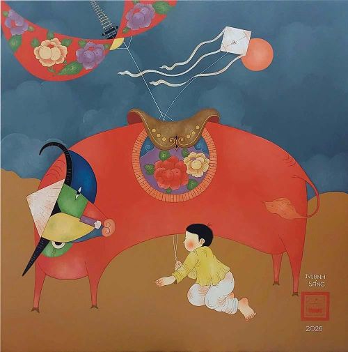 Xuân về. Tranh: Mạnh Sáng