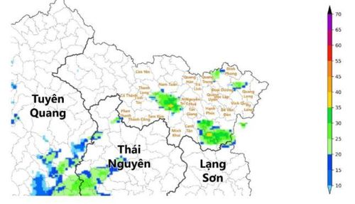 Ảnh radar thời tiết tỉnh Cao Bằng.
