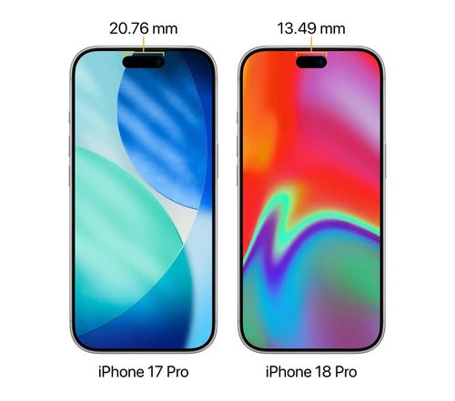 So sánh Dynamic Island giữa iPhone 17 Pro và 18 Pro. Ảnh từ Weibo