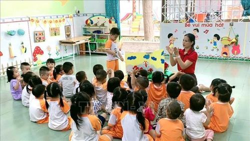 Giờ học của học sinh tại trường Mầm non Hương Sen, thành phố Vũng Tàu. Ảnh: Hoàng Nhị/TTXVN