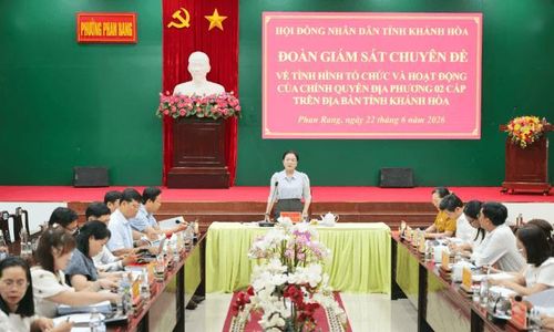 Phó Chủ tịch HĐND tỉnh Khánh Hòa Phạm Thị Xuân Trang chủ trì tại buổi làm việc. Ảnh: Thanh Xuân