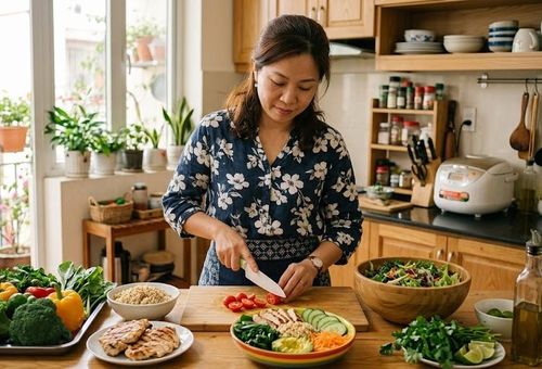 Ưu tiên protein và chất xơ trong mỗi bữa ăn cũng giúp giảm cân bền vững.