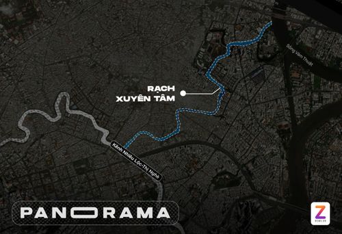  Toàn bộ mặt bằng hai bên bờ rạch Xuyên Tâm đang được gấp rút giải tỏa để triển khai dự án cải tạo, chỉnh trang đô thị. Đồ họa: Phan Nhật. 