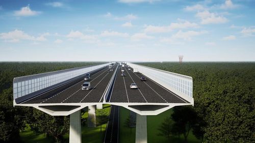 Phối cảnh tuyến đường trên cao 8 làn xe.