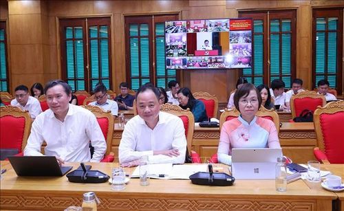 Điểm cầu trực tuyến của Đảng ủy các cơ quan Đảng Trung ương. Ảnh: Văn Điệp/TTXVN
