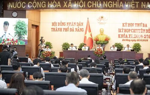 Quang cảnh Kỳ họp thứ 3 HĐND TP Đà Nẵng diễn ra chiều 29/6. Ảnh: Xuân Mai.