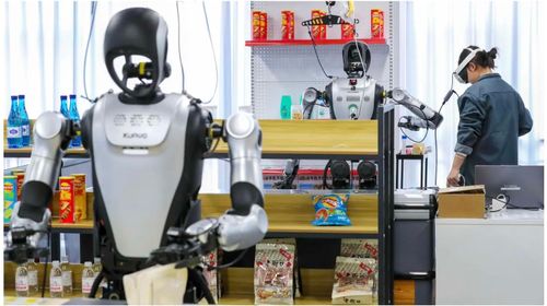 Con người đang huấn luyện một robot các thao tác sắp xếp các đồ vật tại một trung tâm dữ liệu. Dự kiến robot sẽ thay thế hàng trăm ngàn lao động từ sản xuất đến phục vụ cao cấp. Ảnh: Getty Image