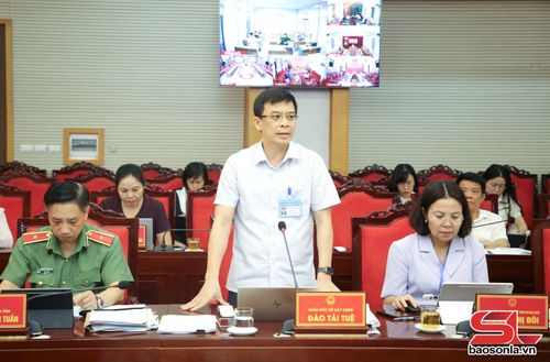 Đồng chí Giám đốc Sở Xây dựng phát biểu tại phiên họp.
