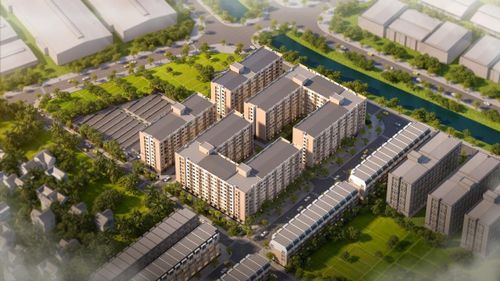 Phối cảnh Dự án đầu tư xây dựng Khu nhà ở xã hội phục vụ công nhân, người lao động tại Khu công nghiệp Liên Hà Thá. Ảnh: KCN Green i-Park.