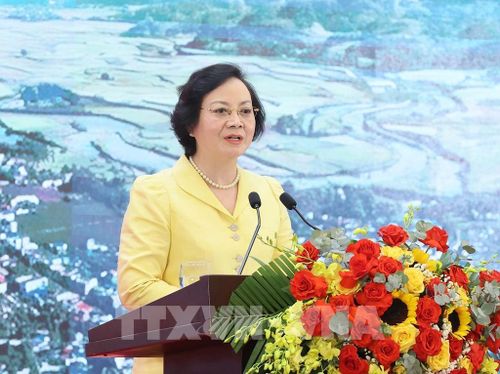 Đồng chí Phạm Thị Thanh Trà, Bí thư Trung ương Đảng, Phó Thủ tướng dự và phát biểu chỉ đạo. Ảnh: An Đăng - TTXVN