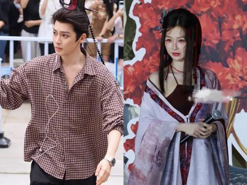Tạo hình của Ngu Thư Hân và Hầu Minh Hạo trong buổi lễ khai máy phim. Ảnh: Weibo