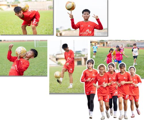 Các cầu thủ nữ thể hiện kỹ năng với trái bóng và nỗ lực trong các bài tập chạy bền để tích lũy nền tảng thể lực.