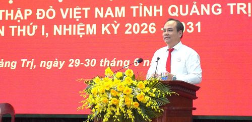 Đồng chí Vũ Thanh Lưu, Phó Chủ tịch Trung ương Hội Chữ thập đỏ Việt Nam phát biểu chỉ đạo tại đại hội - Ảnh: C.H