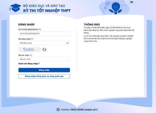 Giao diện hệ thống tra cứu điểm thi Tốt nghiệp THPT của Bộ GD&amp;ĐT năm 2026.