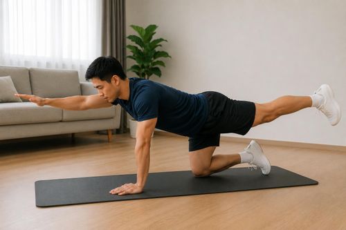 Chim-chó là bài tập giúp rèn luyện khả năng phối hợp giữa thân trên và thân dưới.
