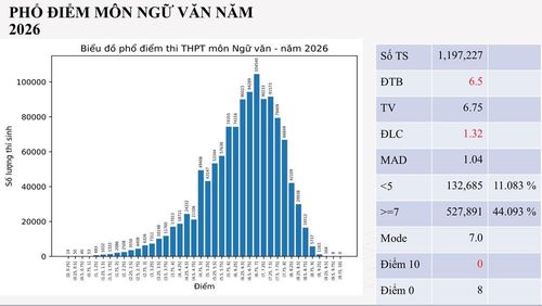 Phổ điểm môn Ngữ văn năm 2026