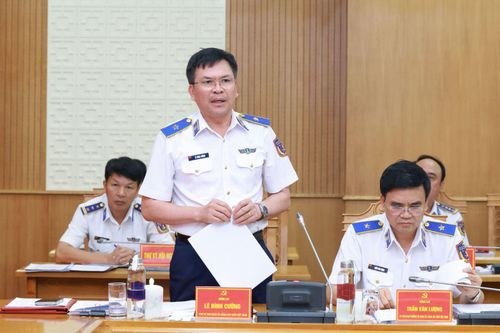 Thiếu tướng Lê Đình Cường - Tư lệnh Cảnh sát biển Việt Nam phát biểu tại Hội nghị. Ảnh: Đức Tĩnh
