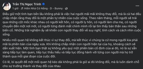 Ngọc Trinh thu hút sự chú ý khi đăng tải bài viết dài về tình bạn trên trang cá nhân. Ảnh: FBNV