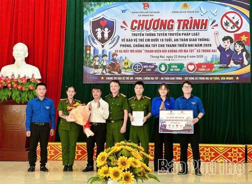 Đoàn thanh niên xã Thung Nai phối hợp với Công an xã tổ chức Chương trình truyền thông tuyên truyền pháp luật về bảo vệ trẻ em dưới 18 tuổi, an toàn giao thông, phòng chống ma túy cho thanh thiếu nhi năm 2026.