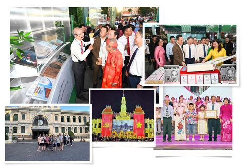 2 ảnh trên: TP Hồ Chí Minh luôn chú trọng phát huy văn hóa đọc. Ảnh dưới: Khách du lịch tham quan Bưu điện trung tâm TP Hồ Chí Minh; Chương trình nghệ thuật ánh sáng tại trụ sở HĐND-UBND TP Hồ Chí Minh; Tuyên dương các gia đình tiêu biểu năm 2026.
