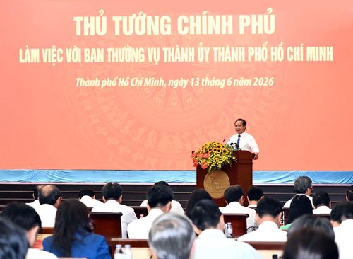  Chủ tịch UBND TPHCM Nguyễn Văn Được phát biểu tại buổi làm việc của Thủ tướng với Ban Thường vụ Thành ủy TPHCM vào ngày 13-6-2026. Ảnh: VIỆT DŨNG 