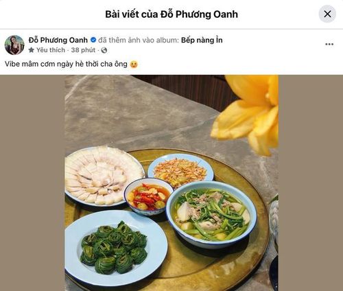 Phương Oanh trở lại chia sẻ những món ăn của mình trên trang cá nhân (Ảnh: Chụp màn hình).