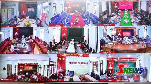 Cuộc họp được tổ chức trực tuyến đến các xã, phương trên địa bàn tỉnh.