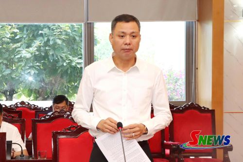 Đồng chí Nguyễn Thành Công, Phó Chủ tịch UBND tỉnh phát biểu tại cuộc họp.