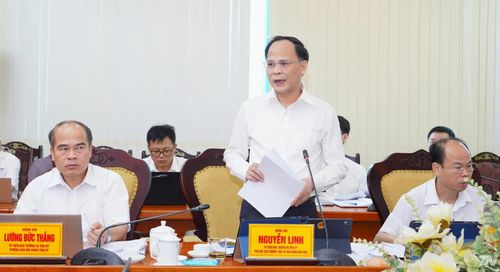 Đồng chí Nguyễn Linh, Ủy viên Ban Thường vụ Tỉnh ủy, Phó Chủ tịch Thường trực UBND tỉnh phát biểu tại buổi làm việc.
