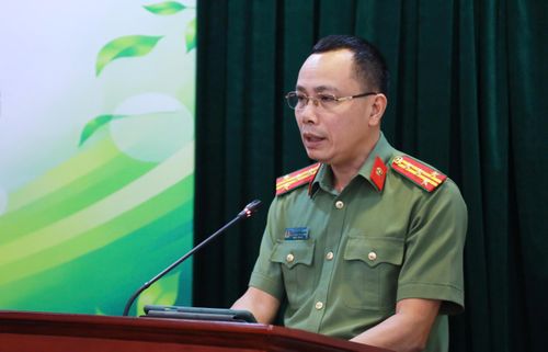 Đại tá Trần Hồng Thanh, Phó Tổng Biên tập Báo Công an nhân dân phát biểu tại Diễn đàn