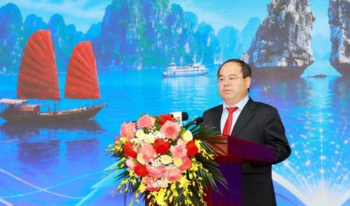 Ông Quản Minh Cường, Bí thư Tỉnh ủy Quảng Ninh phát biểu tại buổi lễ.