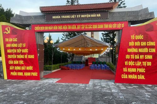 Lễ lấy mẫu ADN của các hài cốt liệt sĩ tại xã Quảng Hà. Ảnh: UBND xã Quảng Hà