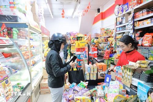 Thanh toán điện tử bằng mã QR. (Ảnh: Lê Đông/TTXVN)