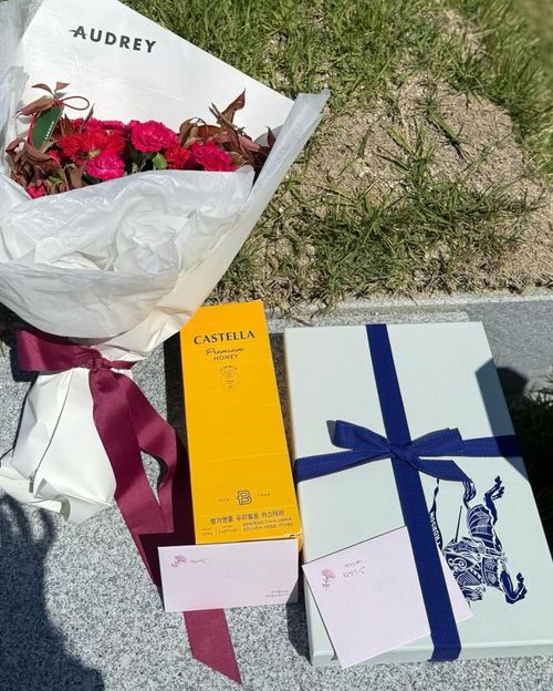 Eun Jung mang quà và hoa đến viếng mộ mẹ. (Nguồn: Instagram nhân vật)